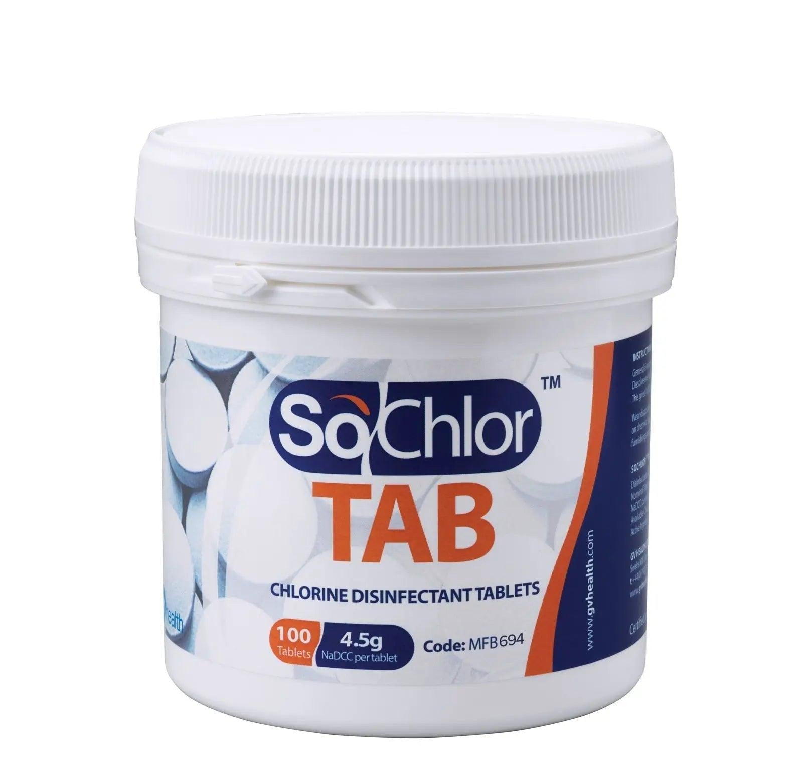 SoChlor TAB 4.5g NaDCC Chlorine Disinfectant Tablets x 100