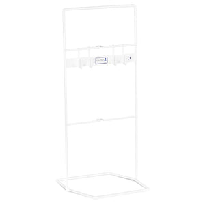 Bristol Maid free standing catheter bag holder in white plastic coated wire
