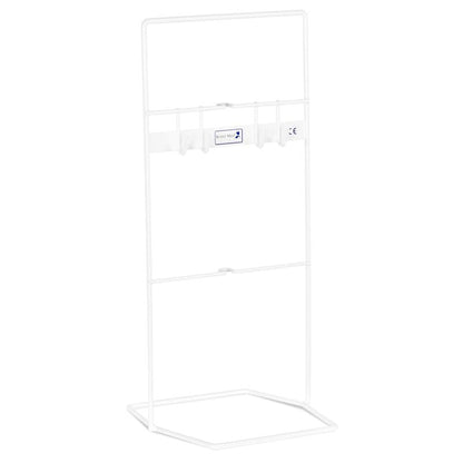 Bristol Maid free standing catheter bag holder in white plastic coated wire