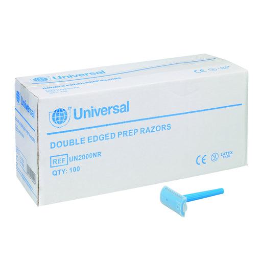 Universal Non Sterile Disposable Prep Razor - Double Sided Blade - Pack of 100