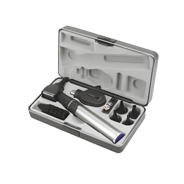 Keeler Fibre Optic Otoscope with standard battery, shown with a sleek handheld design and adjustable viewing head for ear examinations.
