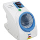 A&D Medical TM-2657P upper arm blood pressure monitor with cuff, displayed in a waiting room setting.