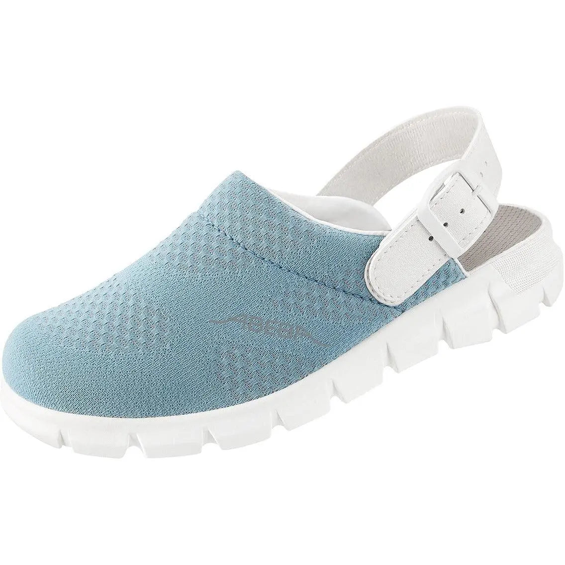 Light blue Abeba Occupational Shoe Dynamic Clog showing a slip-on design with cushioned insole and non-slip outsole.