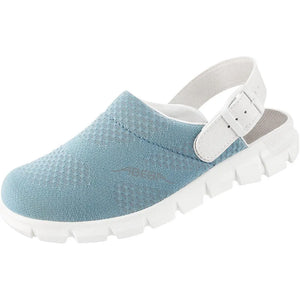 Light blue Abeba Occupational Shoe Dynamic Clog showing a slip-on design with cushioned insole and non-slip outsole.