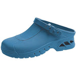 Blue Abeba autoclavable clog shoes with a slip-on design, featuring a comfortable, durable medical footwear style.