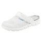 White knitted textile occupational shoes Dynamic Clog by Abeba, featuring a comfortable slip-on design and supportive sole.