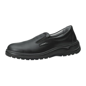 Black Abeba occupational light loafer made of smooth leather, featuring a sleek and comfortable design for workplace wear.