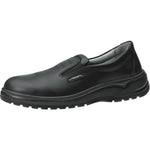 Black smooth leather occupational loafer shoes by Abeba, featuring a sleek design and comfortable fit for professional wear.