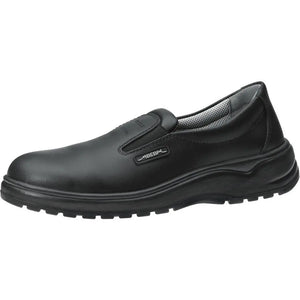 Black smooth leather occupational loafer shoes by Abeba, featuring a sleek design and comfortable fit for professional wear.