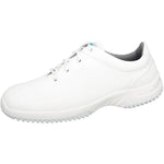 Abeba Uni6 low occupational shoes in white microfiber with supportive design and slip-resistant soles.