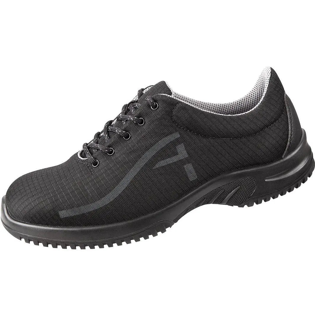 Black Abeba occupational Uni6 Low Show shoes with breathable textile upper, designed for comfort and safety in work environments.