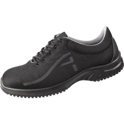 Black Abeba occupational Uni6 Low Show shoes with breathable textile upper, designed for comfort and safety in work environments.