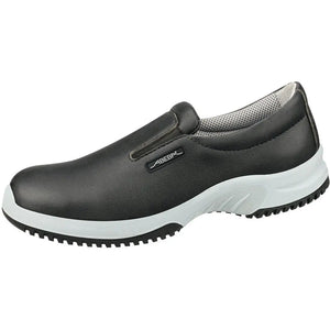 Black Microfibre occupational slip-on shoes by Abeba, designed for comfort and safety in work environments.