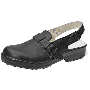 Black leather Abeba Classic Original Shoe, size 5, featuring a sleek design and smooth finish.