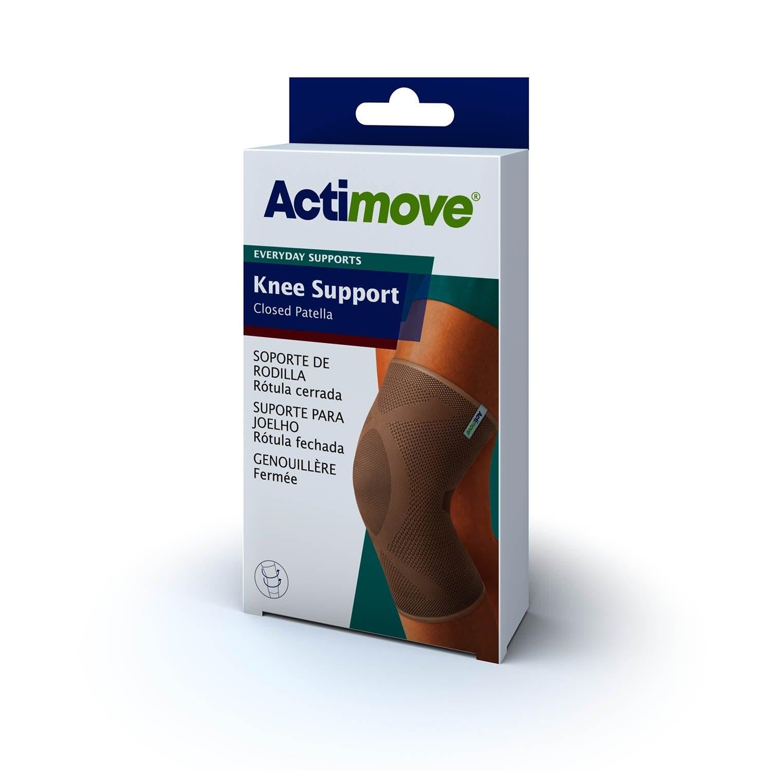 Actimove Elbow Support for everyday use, shown in black with adjustable straps and breathable fabric for arm stabilization.