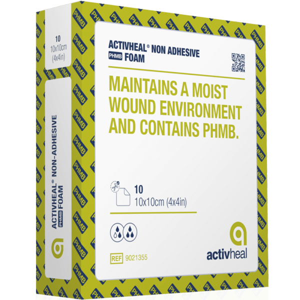 Activheal foam non-adhesive 10 x 10 - pack of 10