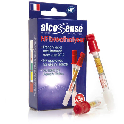 AlcoSense NF Breathalyzer for France twin pack, compact alcohol tester device with digital display from Alcosense.