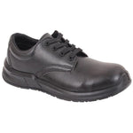 Black Alexandra occupational shoe with sturdy sole and supportive design, ideal for work environments.