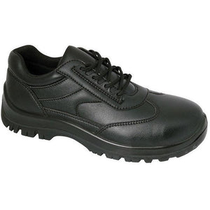Alexandra Safety Trainer shoe in black with safety toe cap and slip-resistant sole, designed for workplace safety and comfort.