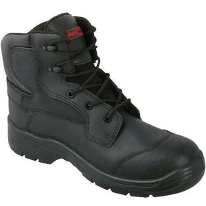 Blackrock composite boots by Alexandra featuring sturdy black footwear with reinforced toes and textured soles.
