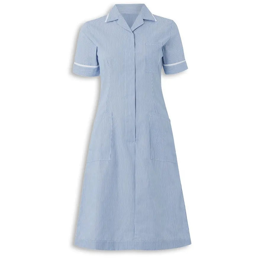 Alexandra women's stripe nursing dress featuring a stylish, comfortable design with a fitted waist and short sleeves.