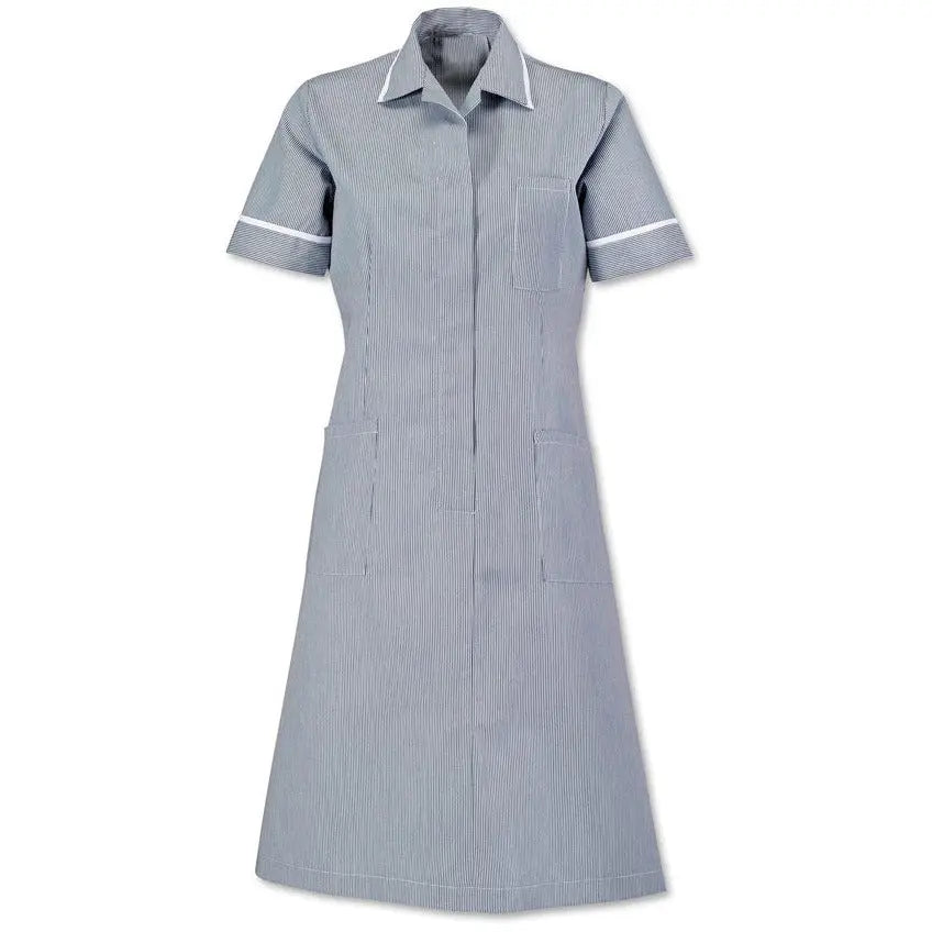 Women's Alexandra stripe nursing dress showing a stylish, comfortable dress with horizontal stripe pattern and nursing-friendly design.