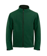 Men's Alexandra softshell jacket in bottle green, showing a close-up of the lightweight, water-resistant outer fabric.