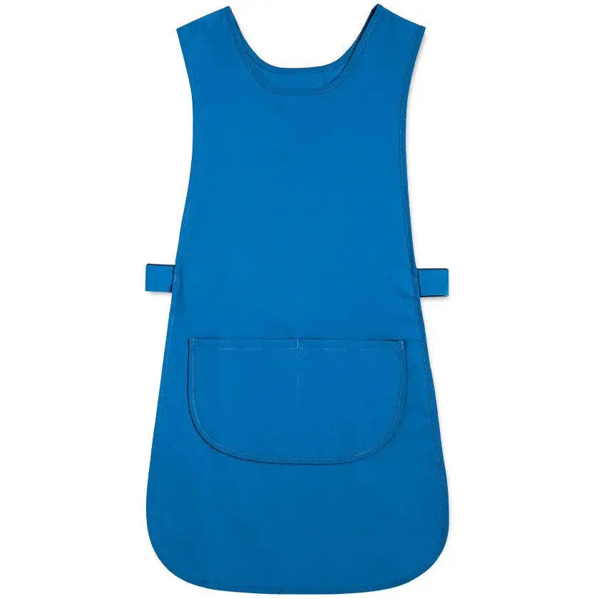 Long Alexandra tabard with a front pocket, made of lightweight fabric, designed for comfortable wear over clothing.