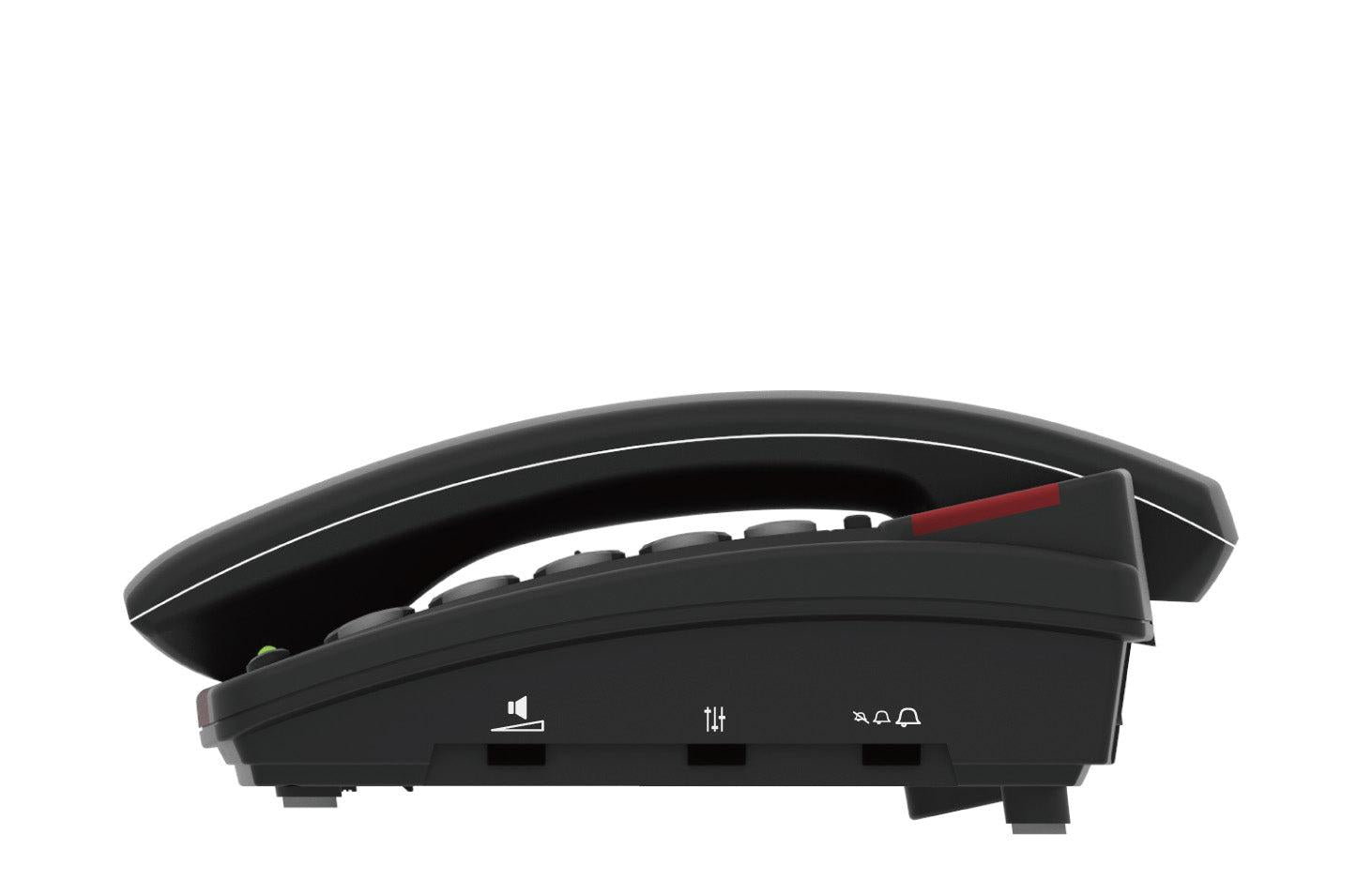 Amplicomms Bigtel 48 Plus black corded telephone with large buttons and audio boost for easy hearing and use.