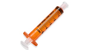Becton Dickinson 5 mL amber oral syringe with tip cap, box of 100, used for precise liquid medication administration