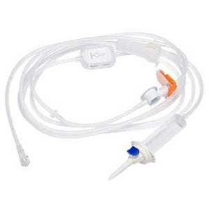 Becton Dickinson Alaris VP Series low sorbing set with 15μm drip chamber filter and 0.2μm inline filter for infusion systems.