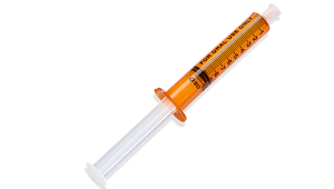 Becton Dickinson BD™ 10ml amber oral syringe with tip cap, non-sterile, shown in box of 100 for precise medication dispensing