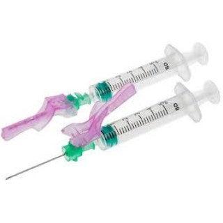 BD Eclipse 21G needle and 3ml Luer-Lok syringe shown, sterile medical needle and syringe for injections by Becton Dickinson.