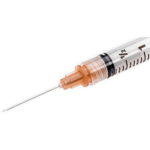 BD Integra 3ml safety syringe with detachable 21G 1.5-inch retractable BD needle, medical sterile injection device.