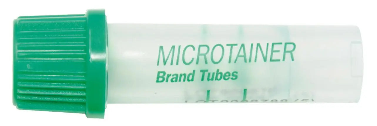 Set of 50 Becton Dickinson BD Microtainer LH blood collection tubes, non-sterile, for medical blood sampling.