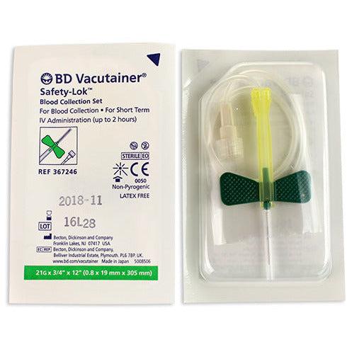 BD Safety-Lok Blood Set 21g x 0.75 x 50 W/out Luer Adaptor 12 Tubing