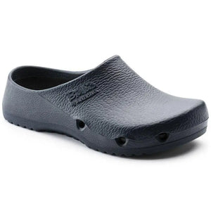 Blue Birkenstock Klassik Birki PU antistatic sandal with polyurethane material, featuring a comfortable open-toe design.