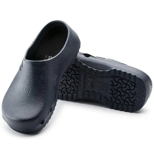 Birkenstock Klassik Birki PU blue anti-static sandals with polyurethane straps and footbed, showcasing their comfortable design.