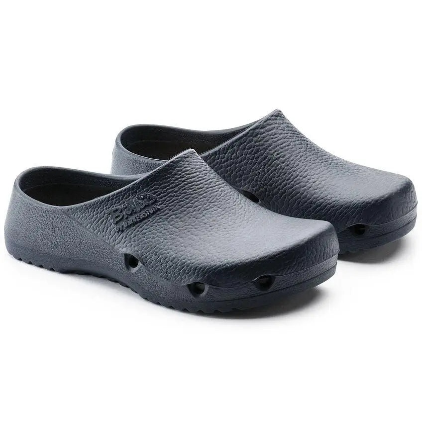 Birkenstock Klassik Birki PU Blue anti-static sandal with polyurethane straps and footbed, casual slip-on footwear.
