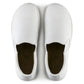 Birkenstock QO 400 microfiber slipper with cushioned insole and open toe design, shown in a neutral color.