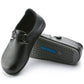 Black Birkenstock Linz SL NL sandals in natural leather, showing the strap and footbed design on a neutral background.