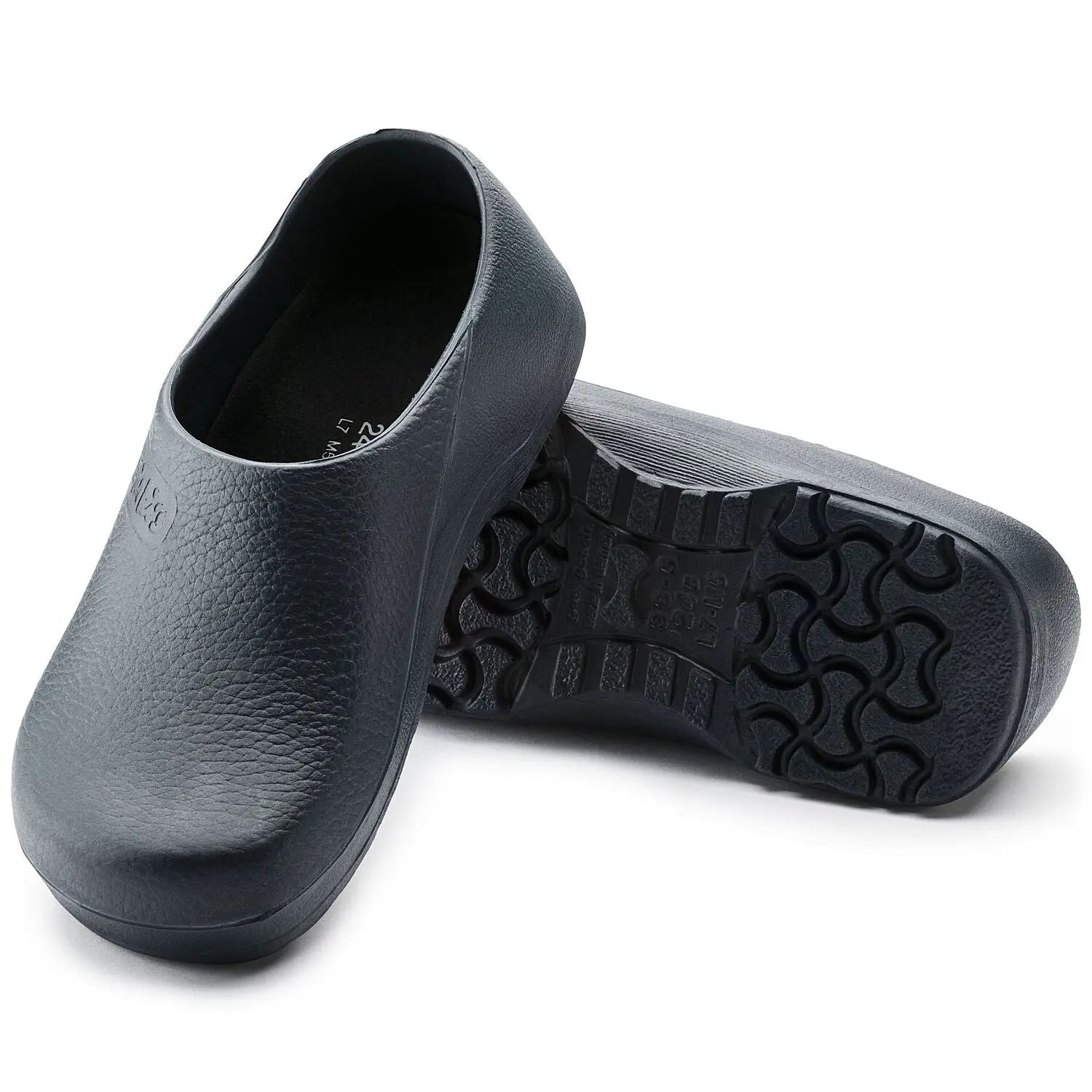 Birkenstock Profi-Birki polyurethane clog showing durable slip-on work shoe with adjustable strap and supportive footbed.