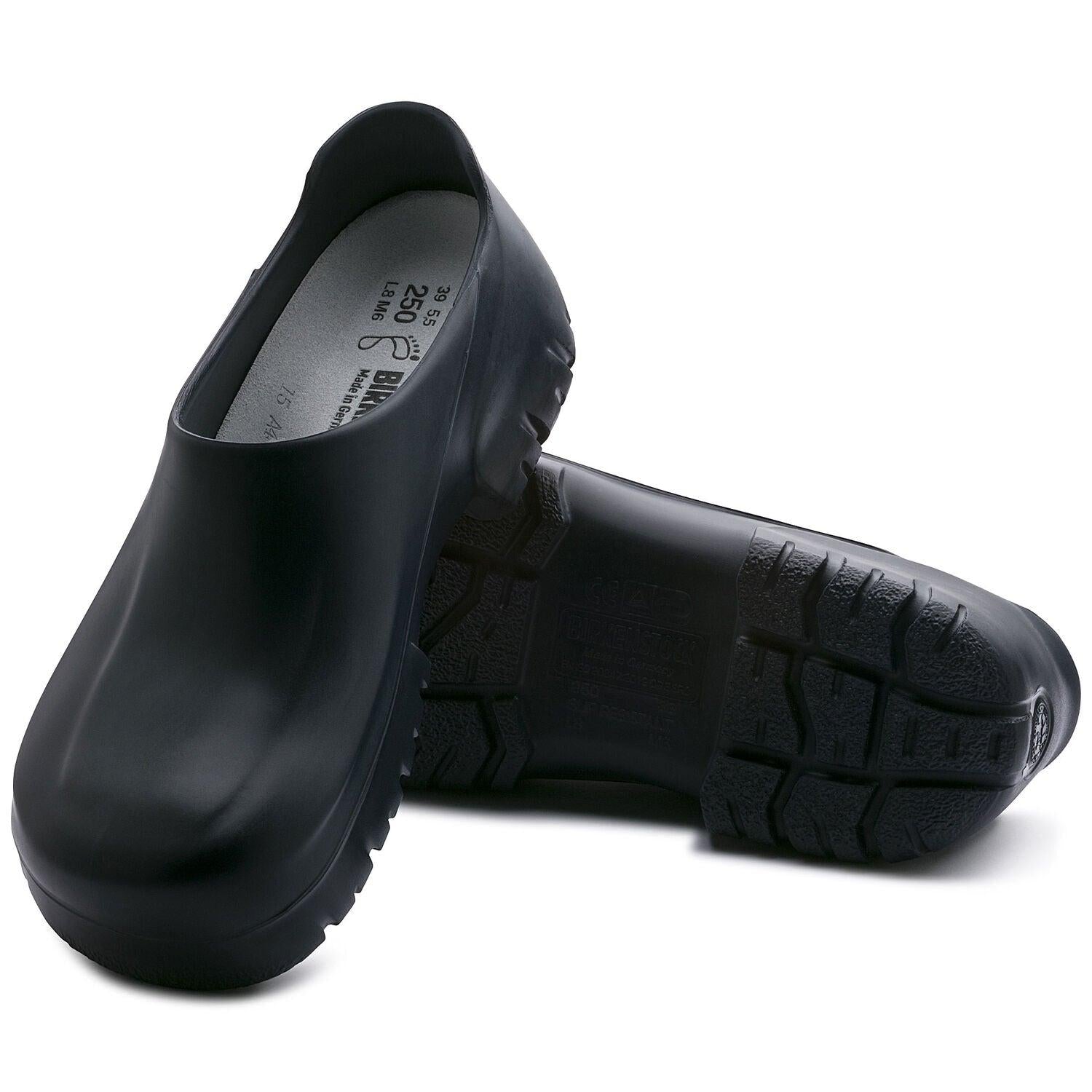 Birkenstock A 630 clog made of durable polyurethane with a closed toe and adjustable strap, black color, casual footwear.