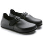 Birkenstock Linz Super Grip slipper with natural leather upper and textured sole, designed for comfort and slip resistance.