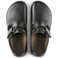Birkenstock Linz Super Grip slipper in natural leather with textured sole, casual slip-on footwear for comfortable everyday wear.