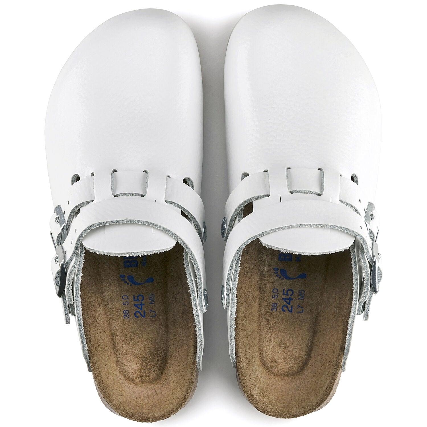 Birkenstock Kay nursing shoes in natural leather with supportive soles, designed for comfort and foot health.