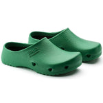 Birkenstock Birki Air antistatic polyurethane clog showing a close-up of the lightweight, slip-on shoe with textured sole.