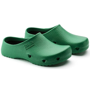 Birkenstock Birki Air antistatic polyurethane clog showing a close-up of the lightweight, slip-on shoe with textured sole.