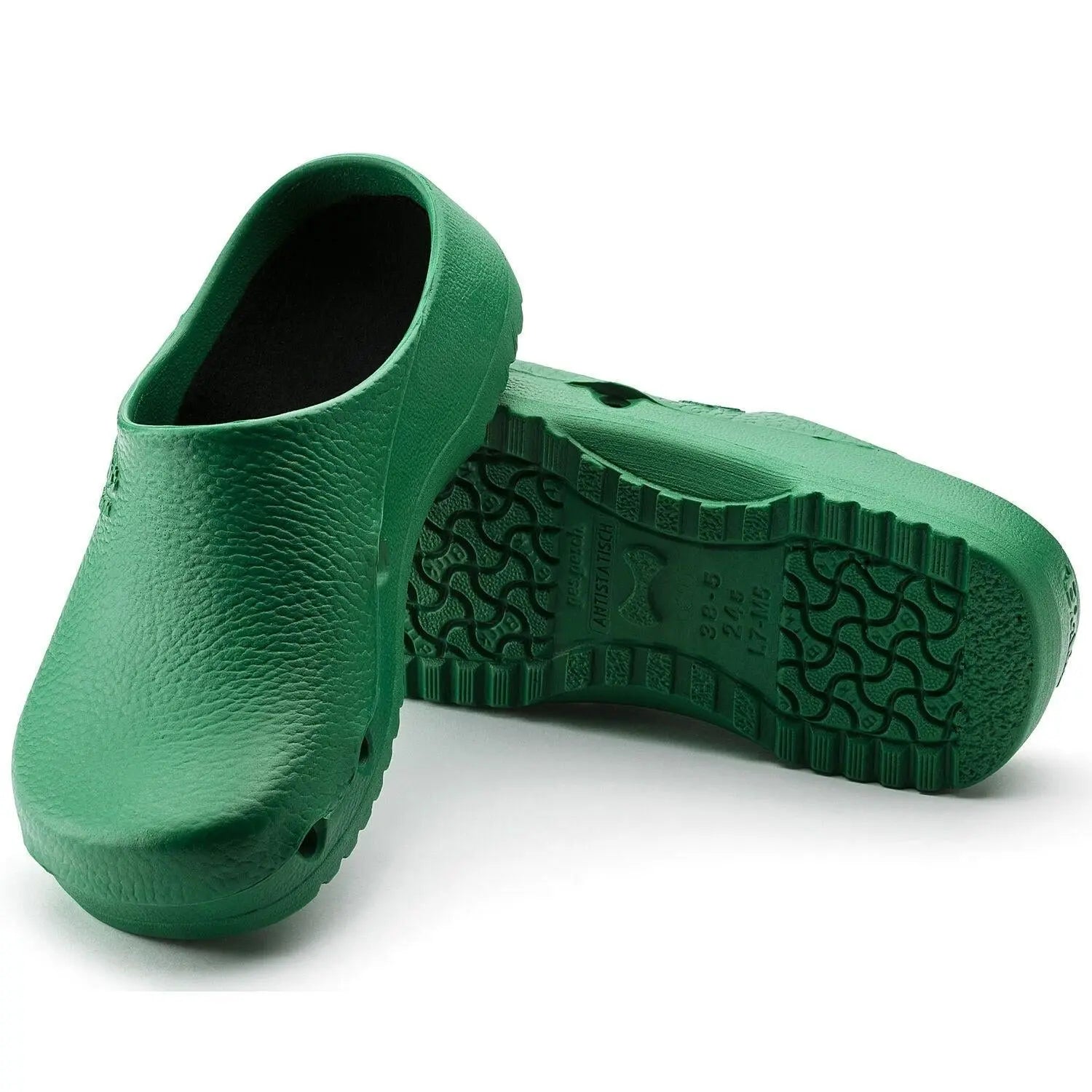 Birkenstock Birki Air antistatic clog in polyurethane, showing a close-up of the slip-on footwear with cushioned sole and ergonomic design.