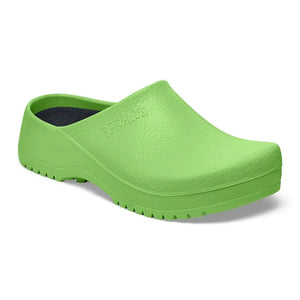 Birkenstock Super-Birki footwear showing beige slip-on sandals with adjustable straps and cork footbed.